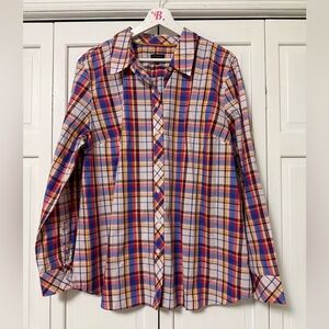 NWT Talbots Multicolor Plaid Button Down Shirt 100% Cotton Modest Contemporary